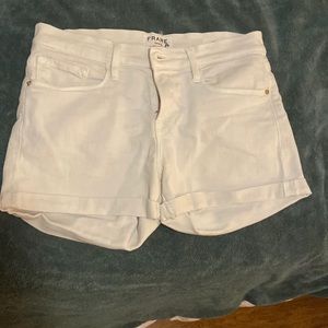 Frame Denim le cutoff white denim shorts